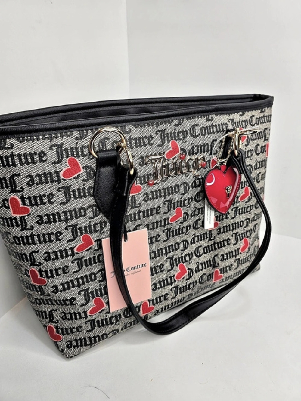 🖤▪️Juicy Couture▪️ I Heart Juicy Print Tote in Black & Pink NWT